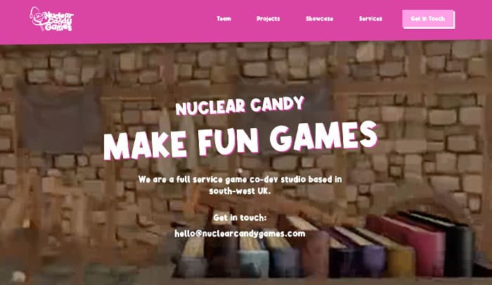 Website homepage for Nuclear Candy Games